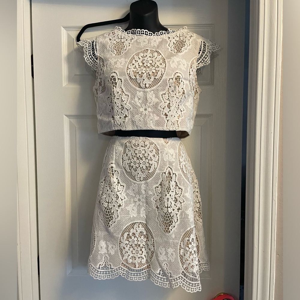 Minuet 2-Piece White Crochet Dress- Sz L